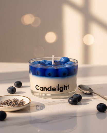 Blueberry Scented Glass Jar Candle – Luxury Soy Wax & Gel Wax Handcrafted Candle