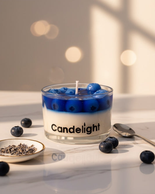 Blueberry Scented Glass Jar Candle – Luxury Soy Wax & Gel Wax Handcrafted Candle